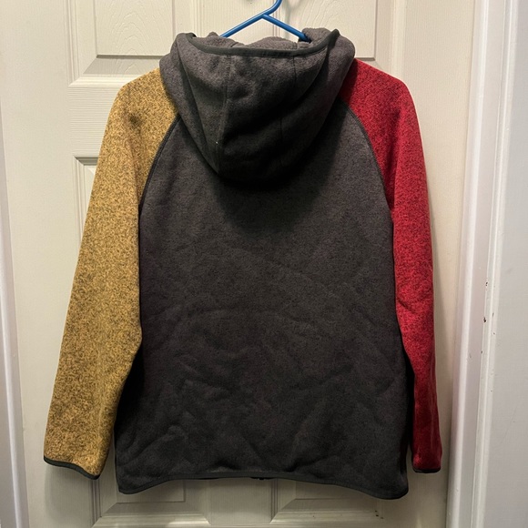 L.L. Bean red yellow color block better sweater full zip up fleece hoodie XL 18 - Picture 3 of 3